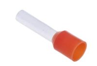 RS PRO Insulated Crimp Bootlace Ferrule- 12mm Pin Length- 3.2mm Pin Diameter- 4mm² Wire Size- Orange