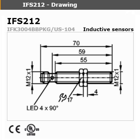 inductive proximity switch ifs 212 pnp 1036vdc long model