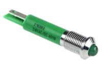 RS PRO Green Panel Mount Indicator- 24V ac- 8mm Mounting Hole Size- Solder Tab Termination