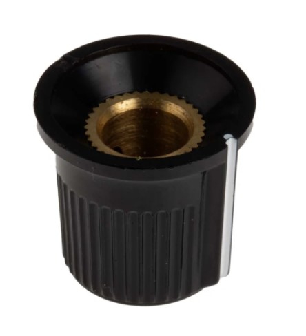 rs pro potentiometer knob grub screw type 162mm knob diameter black grey 635mm shaft