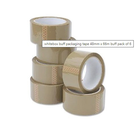 whitebox buff packaging tape 50mm x 66m buff pack of 6